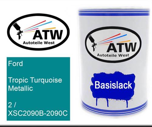 Ford, Tropic Turquoise Metallic, 2 / XSC2090B-2090C: 500ml Lackdose, von ATW Autoteile West.